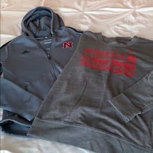 2 Adidas Husker long sleeve sweatshirts